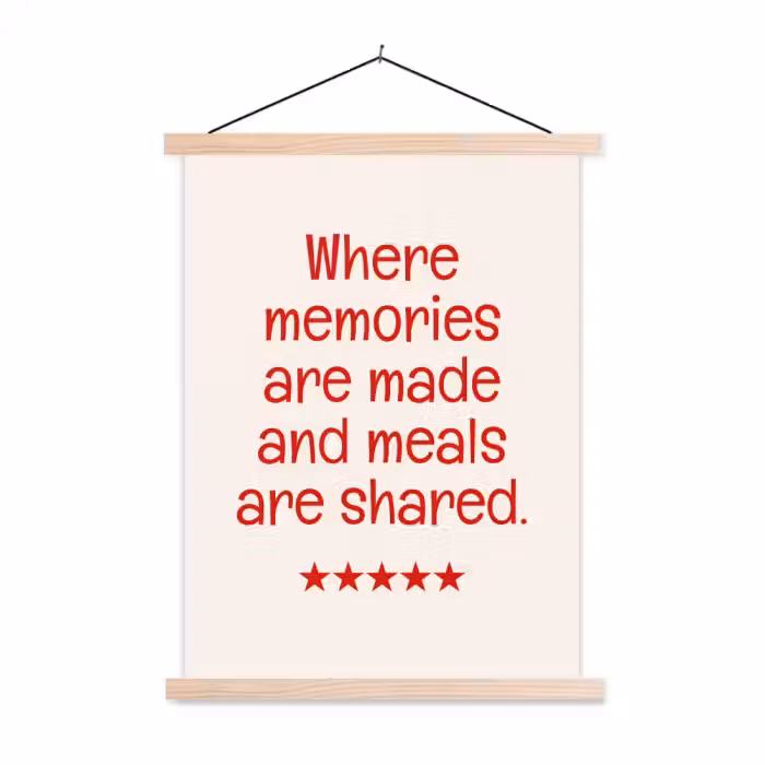 Quote - Sterren - Rood - Memories textielposter latten blank klein -3d
