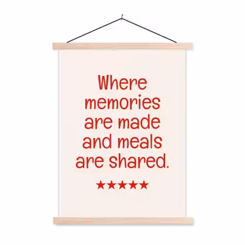 Quote - Sterren - Rood - Memories textielposter latten blank klein -3d