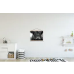 Schotse hooglander - Zwart - Wit - Sneeuwvlokken textielposter latten blank klein -kinderkamer