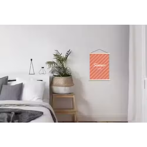 Simmer - Hartjes - Strepen - Roze textielposter latten blank klein -woonkamer
