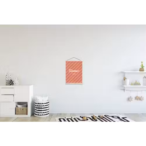 Simmer - Hartjes - Strepen - Roze textielposter latten blank klein -kinderkamer