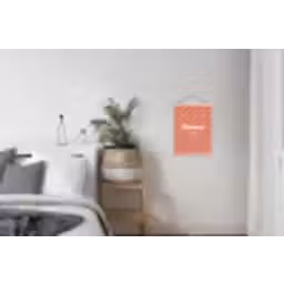 Simmer - Hartjes - Strepen - Roze textielposter latten blank klein -woonkamer