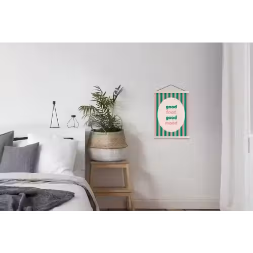 Gestreept - Quote - Ovaal - Roze textielposter latten blank klein -woonkamer