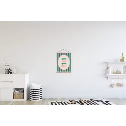 Gestreept - Quote - Ovaal - Roze textielposter latten blank klein -kinderkamer