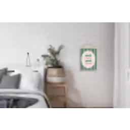 Gestreept - Quote - Ovaal - Roze textielposter latten blank klein -woonkamer