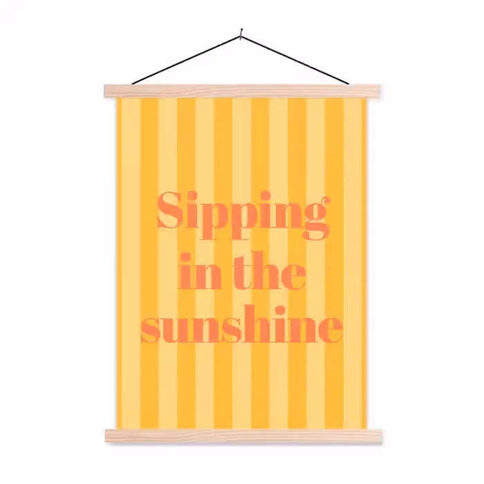 Gestreept - Geel - Sunshine - Letters textielposter latten blank klein -3d