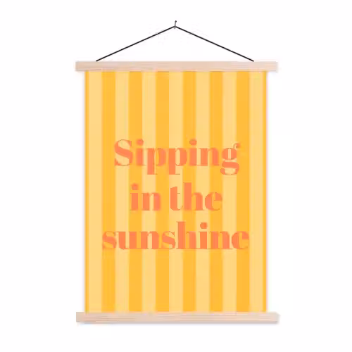 Gestreept - Geel - Sunshine - Letters textielposter latten blank klein -3d
