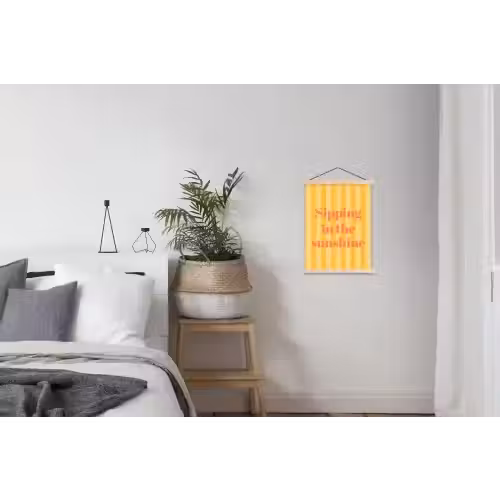 Gestreept - Geel - Sunshine - Letters textielposter latten blank klein -woonkamer