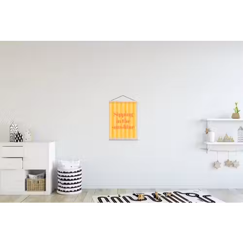 Gestreept - Geel - Sunshine - Letters textielposter latten blank klein -kinderkamer