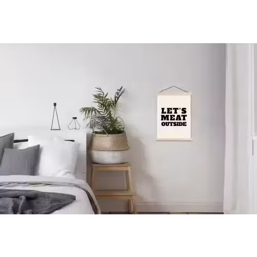 Tekst - Blokletters - Zwart - Vlees textielposter latten blank klein -woonkamer