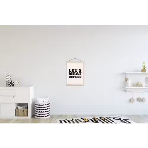 Tekst - Blokletters - Zwart - Vlees textielposter latten blank klein -kinderkamer
