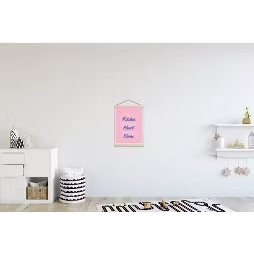 Tekst - Blauw - Keuken - Kader textielposter latten blank klein -kinderkamer