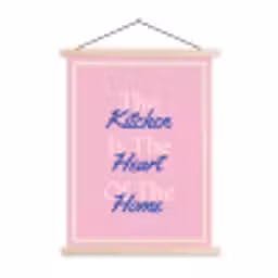 Tekst - Blauw - Keuken - Kader textielposter latten blank klein -3d