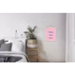 Tekst - Blauw - Keuken - Kader textielposter latten blank klein -woonkamer