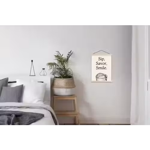 Tekst - Glas - Getekend - Citroen textielposter latten blank klein -woonkamer