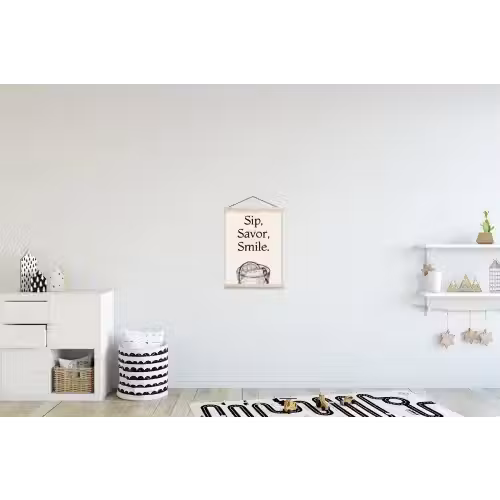 Tekst - Glas - Getekend - Citroen textielposter latten blank klein -kinderkamer