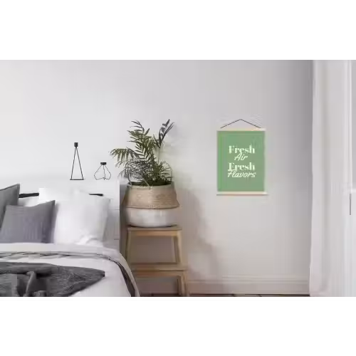 Tekst - Groen - Sierlijk - Letters textielposter latten blank klein -woonkamer