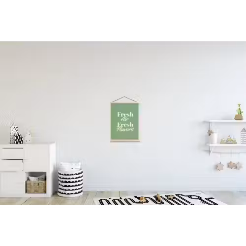 Tekst - Groen - Sierlijk - Letters textielposter latten blank klein -kinderkamer