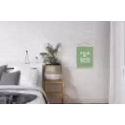 Tekst - Groen - Sierlijk - Letters textielposter latten blank klein -woonkamer