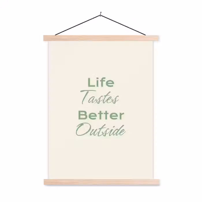 Tekst - Sierlijk - Letters - Groen textielposter latten blank klein -3d