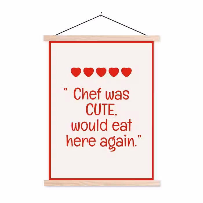 Tekst - Rood - Hartjes textielposter latten blank klein -3d