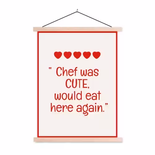 Tekst - Rood - Hartjes textielposter latten blank klein -3d