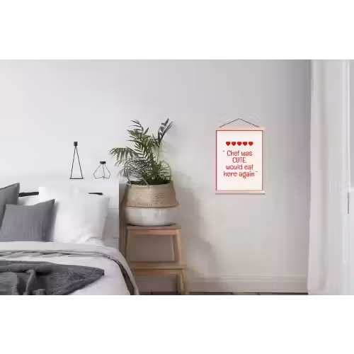 Tekst - Rood - Hartjes textielposter latten blank klein -woonkamer