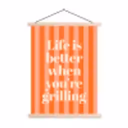 Tekst - Gestreept - Oranje - Zomer textielposter latten blank klein -3d