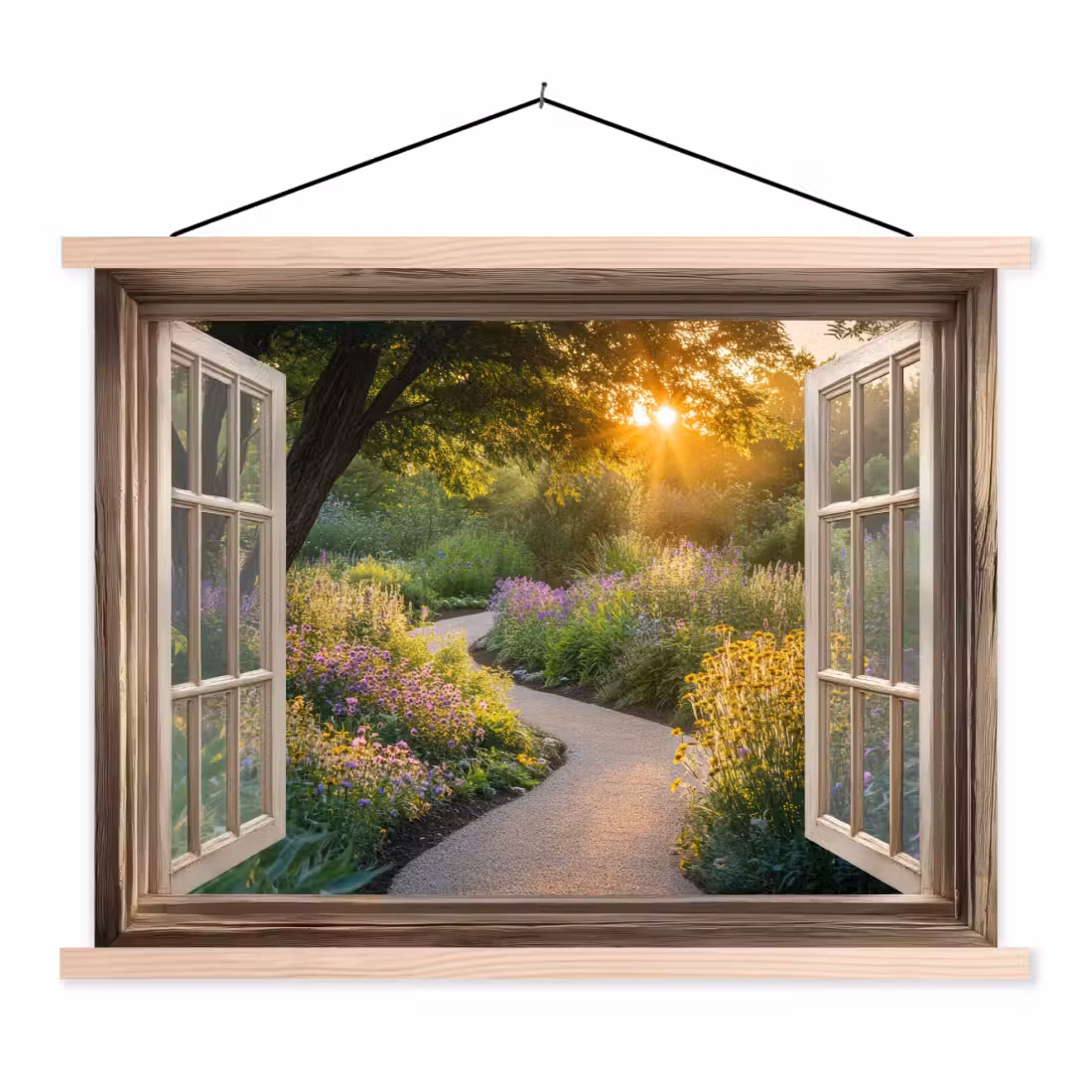 Hanging Poster - View - Flowers - Nature - Sun - Path