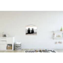 Vrouwen - Zonnehoed - Strand - Zwart - Wit textielposter latten blank klein -kinderkamer