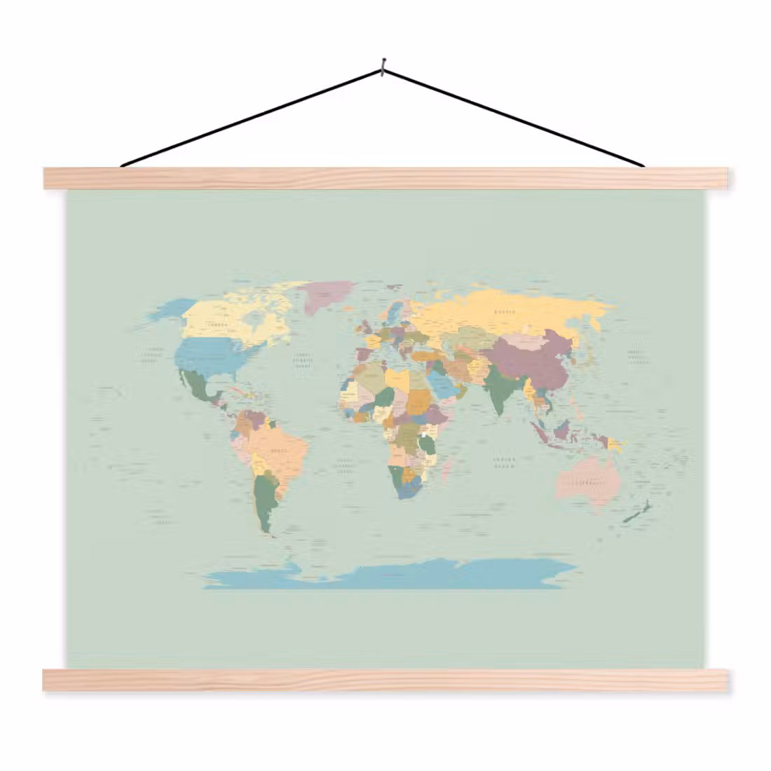 Hanging Poster - World map - Realistic - Map