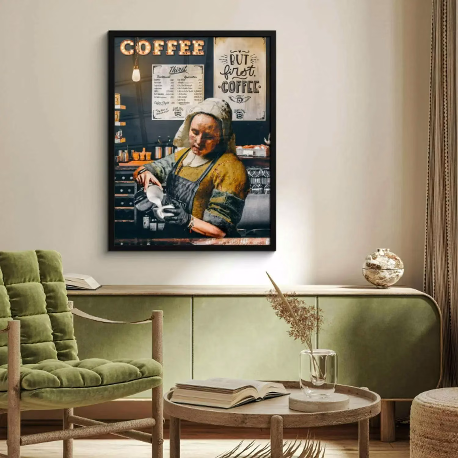 Fotolijsten - Melkmeisje - Barista - Koffie - Vintage - Kunst - Abstract - Schilderij - Oude meesters