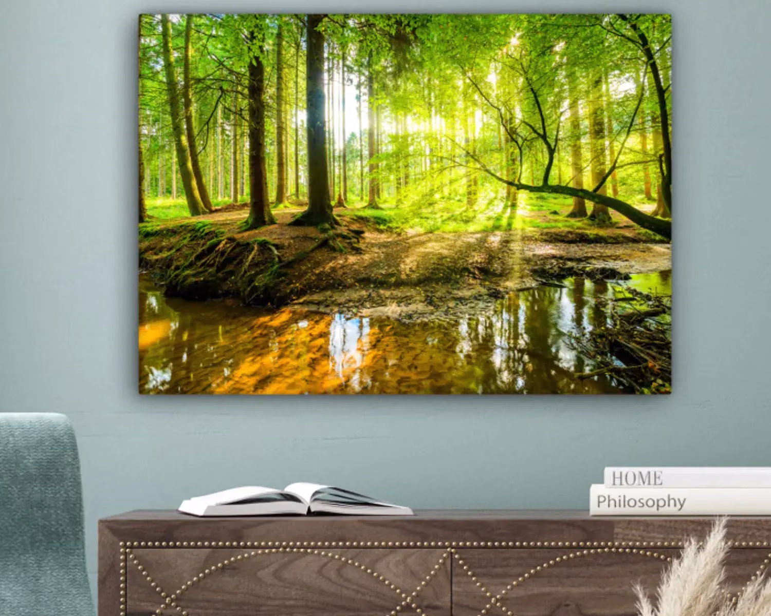 Canvas painting - Forest - Landscape - Water - Trees - Sun - Green - Nature