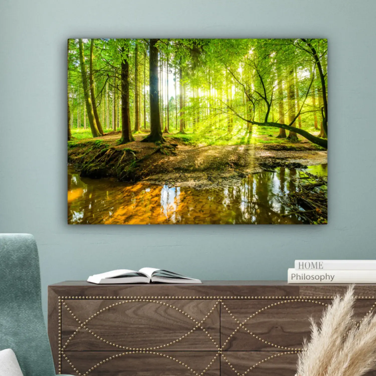 Canvas painting - Forest - Landscape - Water - Trees - Sun - Green - Nature