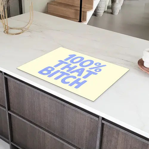 100% that bitch - Blauw - Wit Inductie beschermer vinyl 3mm klein -sfeer8