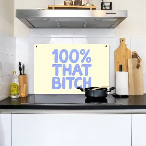 100% that bitch - Blauw - Wit Inductie beschemer met haakjes klein -sfeer2