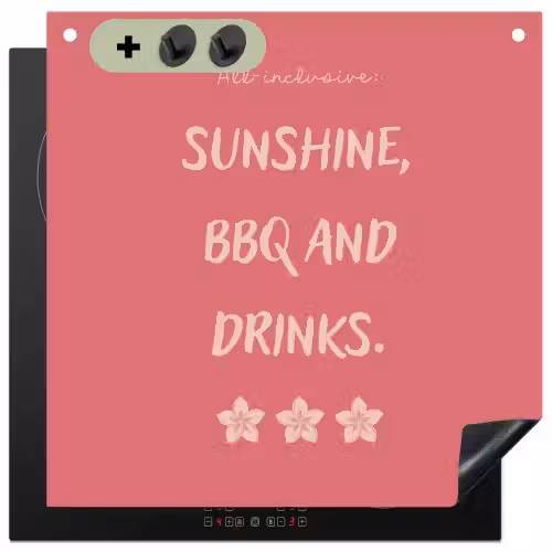 BBQ - Quote - Roze - Zomer Inductie beschemer met haakjes middel -3d
