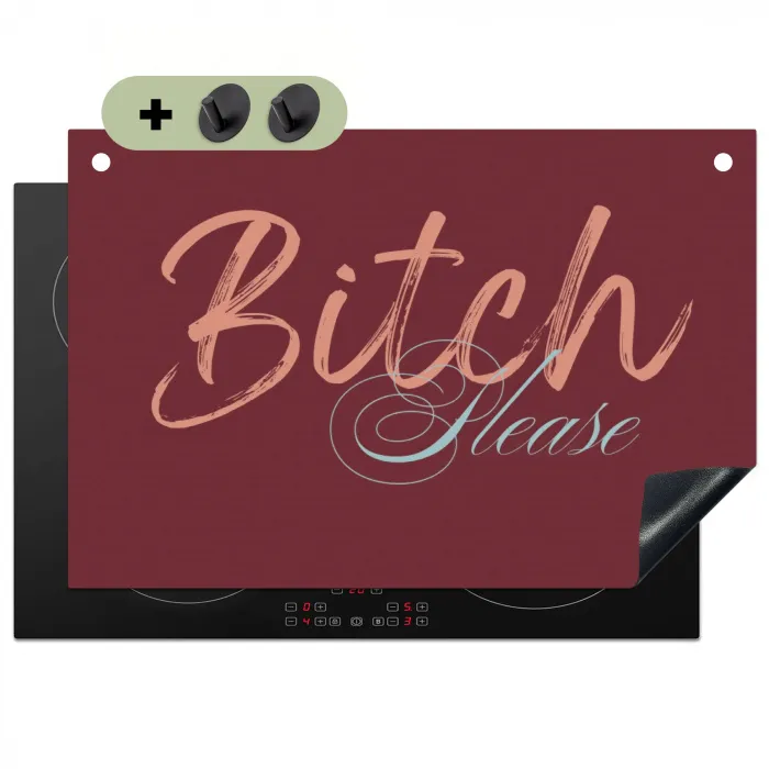 Bitch please - Rood - Blauw Inductie beschemer met haakjes klein -3d
