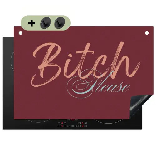Bitch please - Rood - Blauw Inductie beschemer met haakjes klein -3d