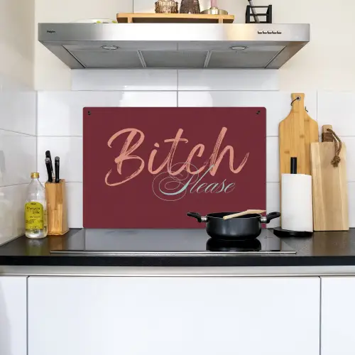 Bitch please - Rood - Blauw Inductie beschemer met haakjes klein -sfeer2