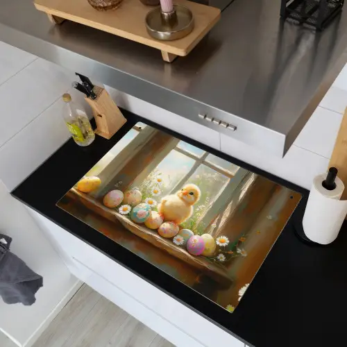 Kuiken - Raam - Paaseieren Inductie beschemer met haakjes klein -sfeer1