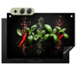 Chilipepers - Basilicum - Blaadjes - Rood Inductie beschemer met haakjes klein -3d