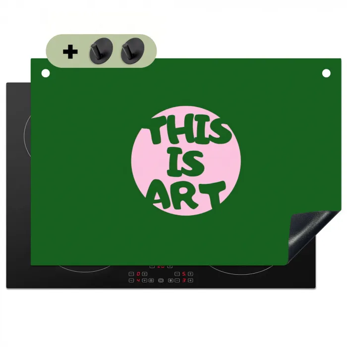 Cirkel - Roze - Tekst - Art Inductie beschemer met haakjes klein -3d