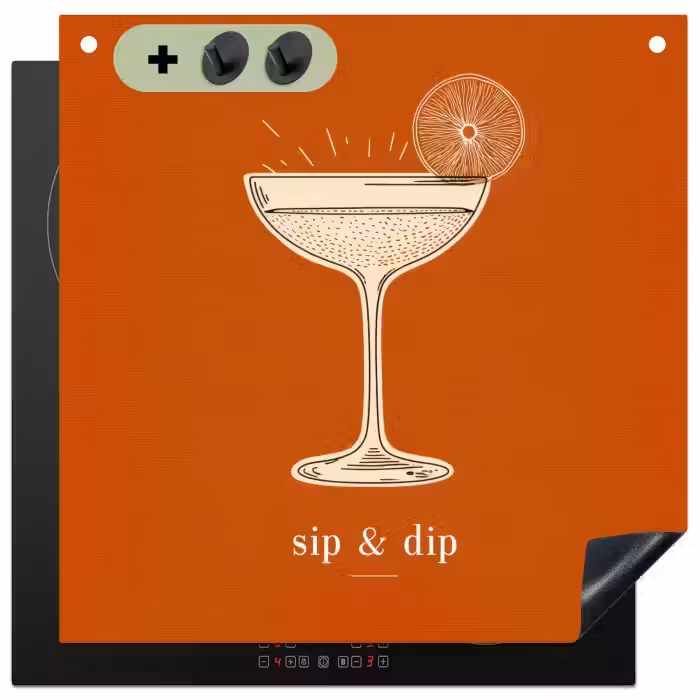 Cocktail - Oranje - Zomer - Quote Inductie beschemer met haakjes middel -3d