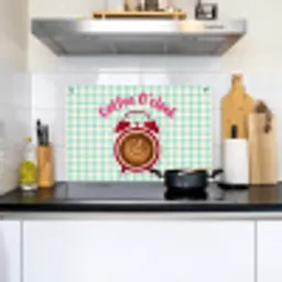 Koffie - Klok - Groen Inductie beschemer met haakjes klein -sfeer2