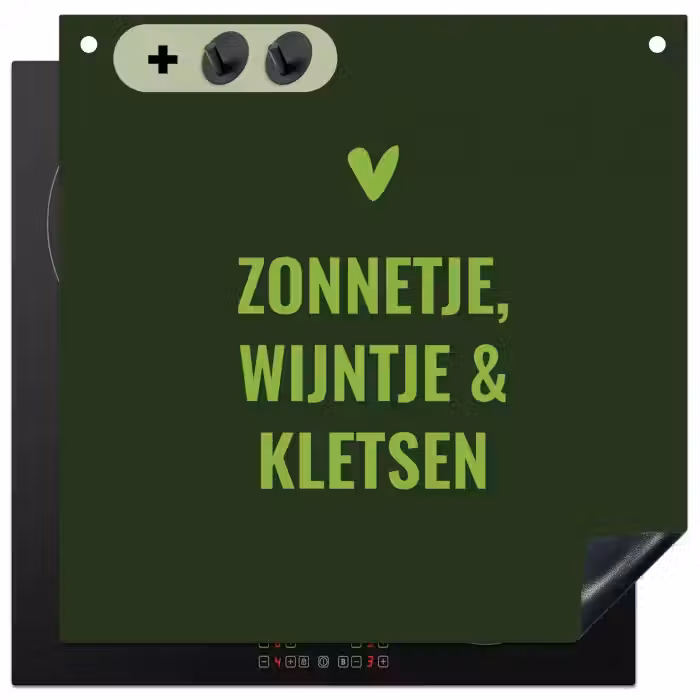 Donkergroen - Quote - Zon - Zomer Inductie beschemer met haakjes middel -3d