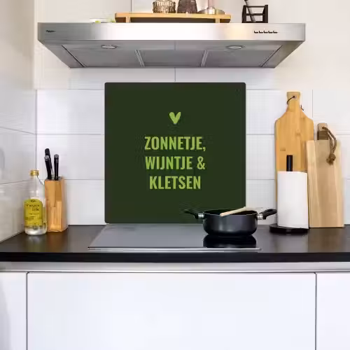 Donkergroen - Quote - Zon - Zomer Inductie beschemer met haakjes middel -sfeer2