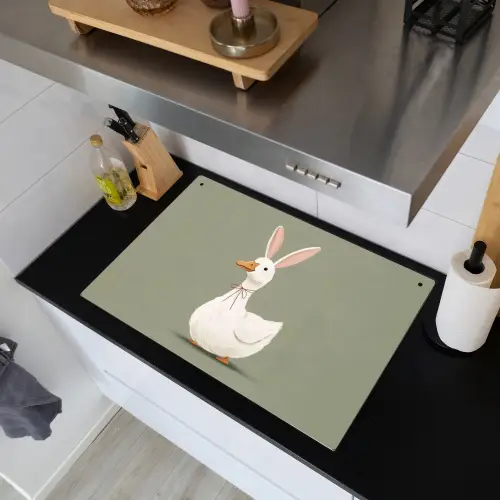 Eend - Konijnoren - Grijs Inductie beschemer met haakjes klein -sfeer1