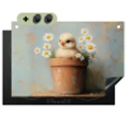 Bloempot - Kuiken - Bloemetjes Inductie beschemer met haakjes klein -3d