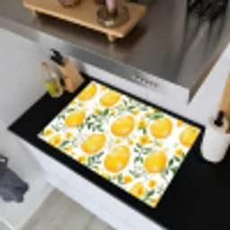 Bloemen - Paaseieren - Geel Inductie beschemer met haakjes klein -sfeer1